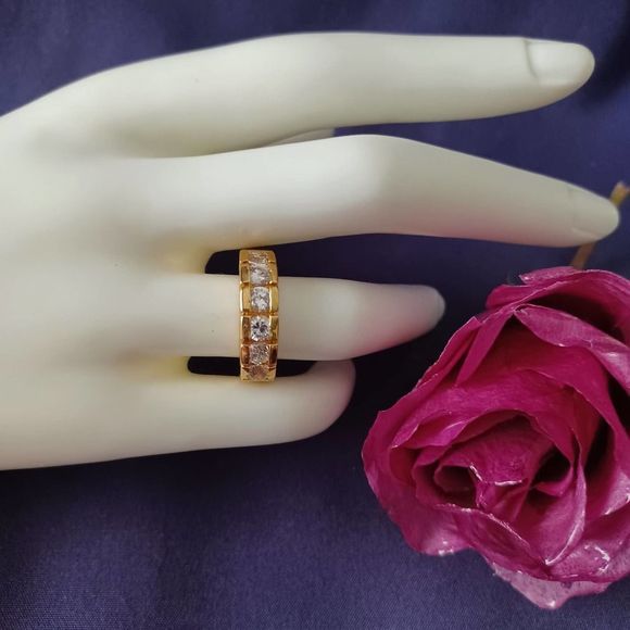 Swarovski Elements - Size 8.75 - Gold tone ring as pictured - Picture 1 of 6